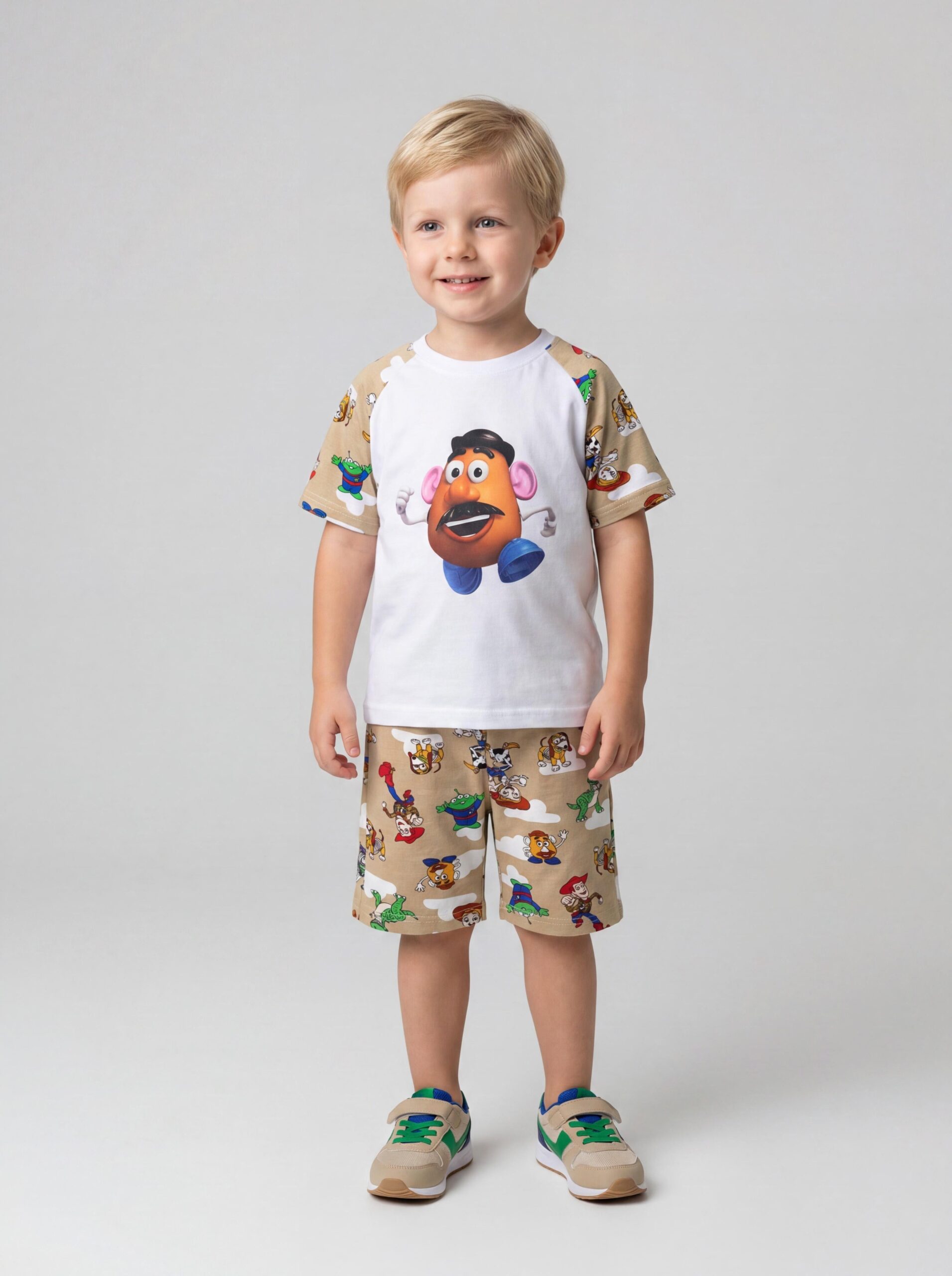 Kids Outfit Toy Story White and Beige Boys Set ملابس أطفال