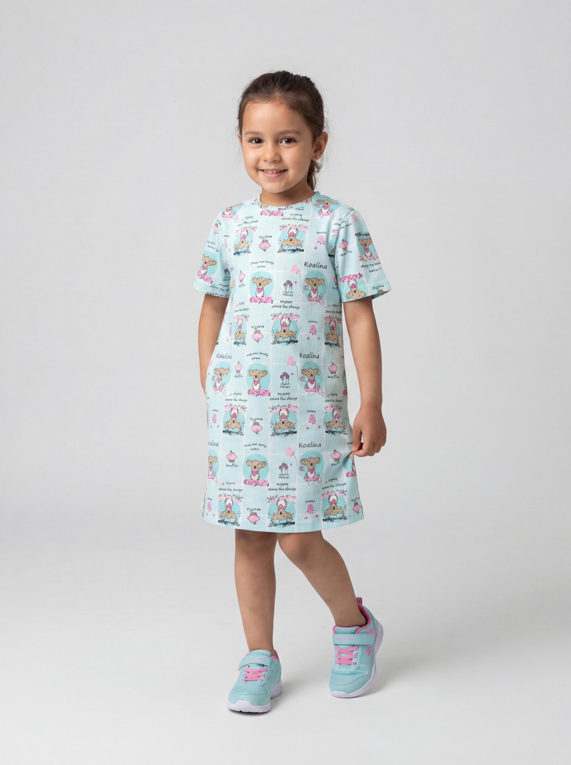 Kids Dress Mint Green Koala Print Girls Summer Clothes X-Kids