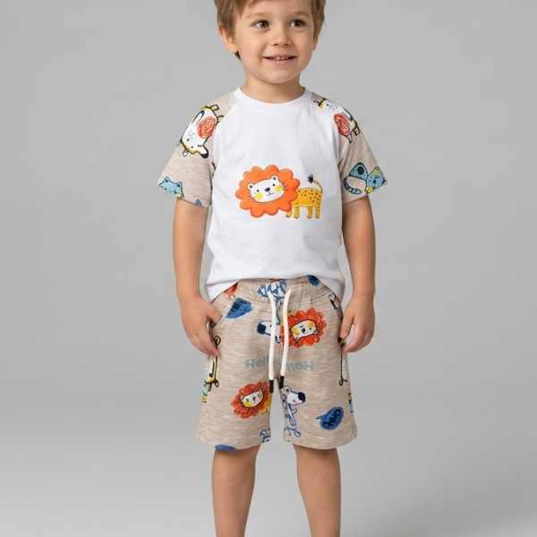 Kids Outfit Boys Lion Print Summer Pajama Set