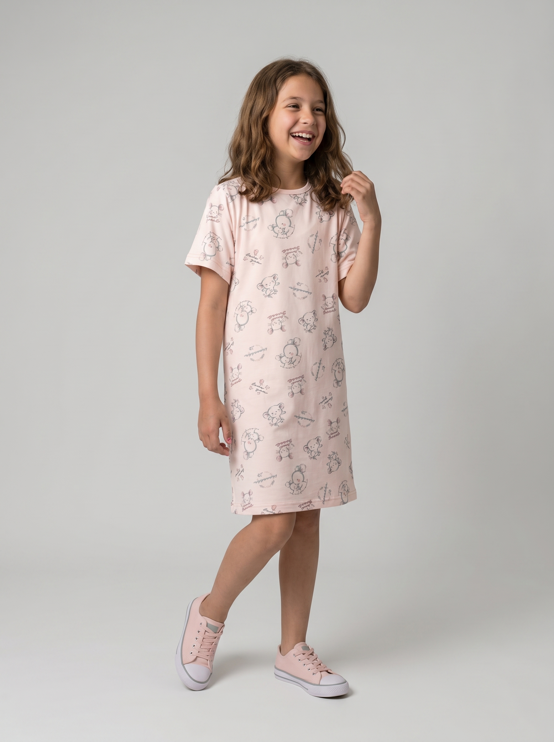Kids Dress Girls Casual Summer Printed Pink