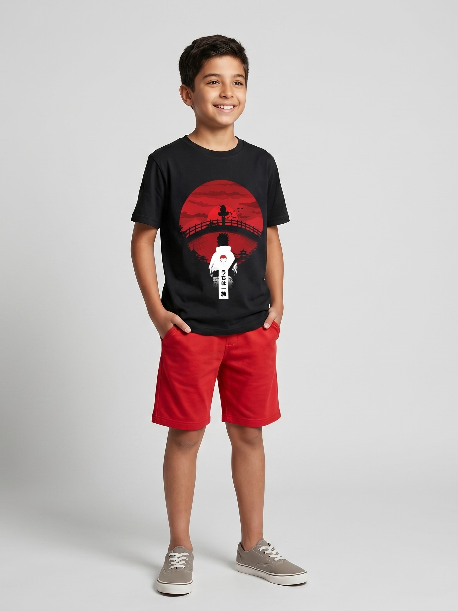 Kids Outfit Boys Black Red Summer Pajamas ملابس أطفال
